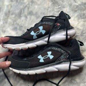 Under Armour Kids' Black and Blue Athletic Shoes
